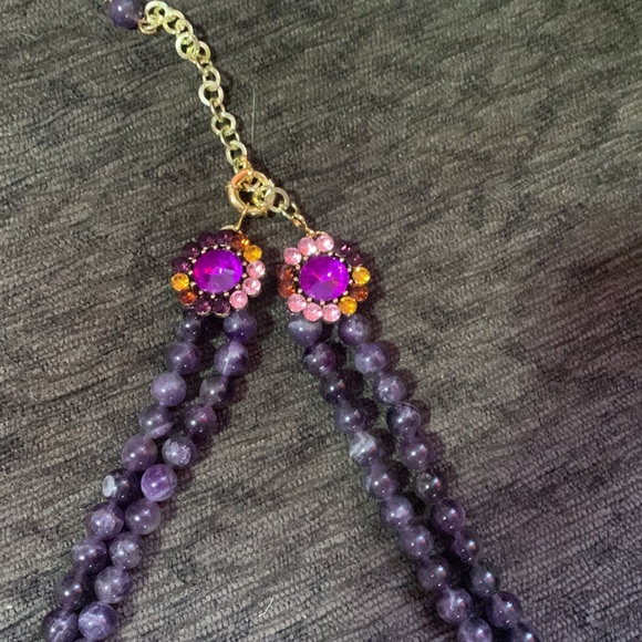 Gorgeous Amethyst Gemstones and crystal butterfly necklace - Picture 4 of 9
